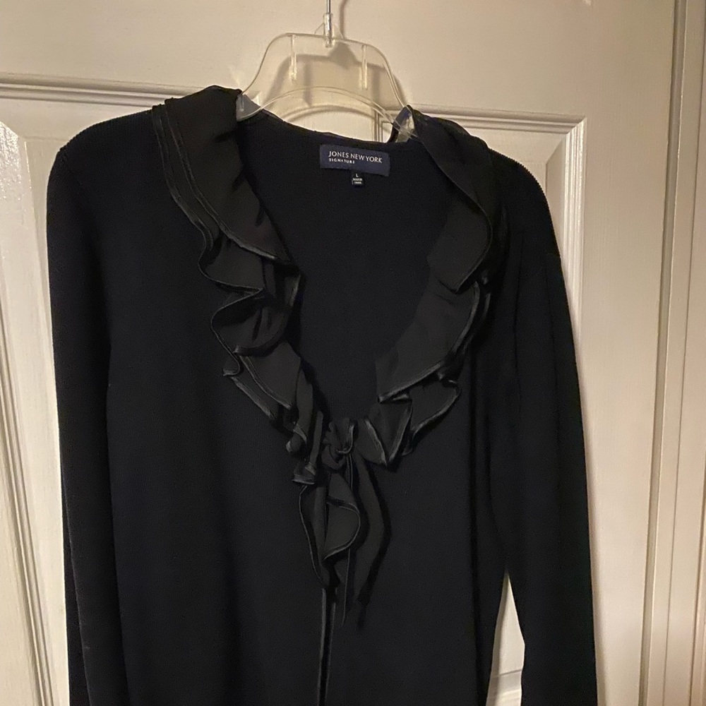 Jones New York, black ruffle sweater. Great Condition
